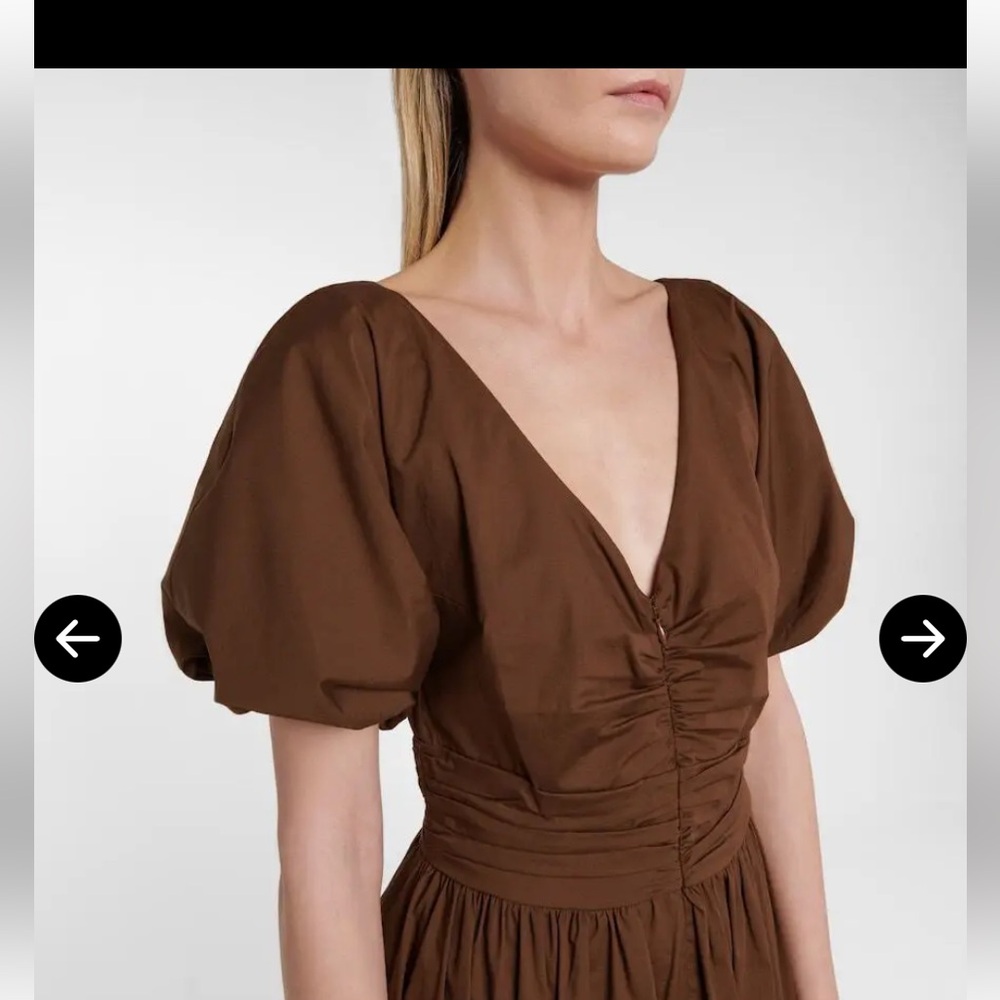 NWT Staud Greta Cotton Poplin Midi Dress Size O , Brown - Picture 3 of 12